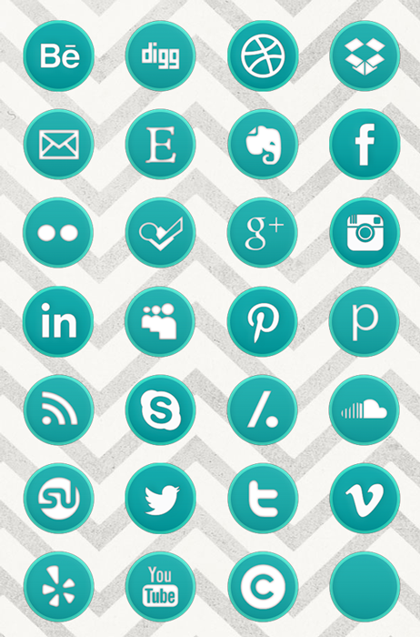 Round Blue Social Media Icon set